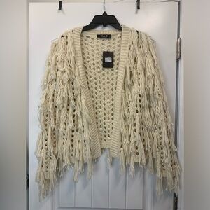 Womens Shaggy Fringe Cardigan Size S NWT